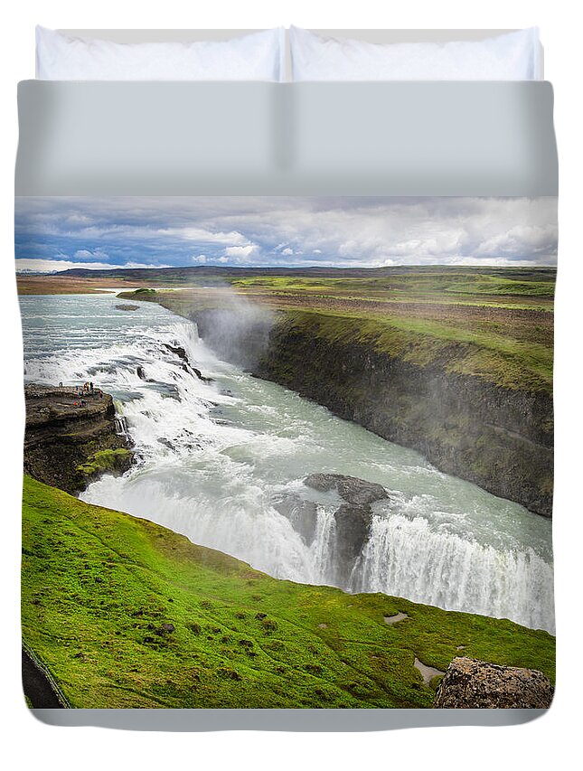 Gullfoss Duvet Cover featuring the photograph Gullfoss waterfall Iceland by Matthias Hauser