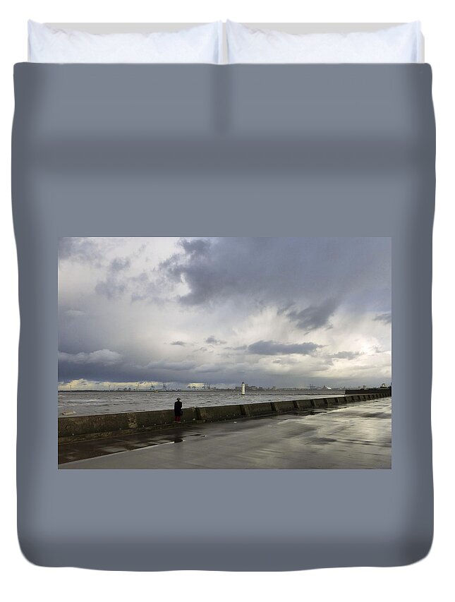 Man Duvet Cover featuring the photograph Guy in the Red Trousers by Spikey Mouse Photography