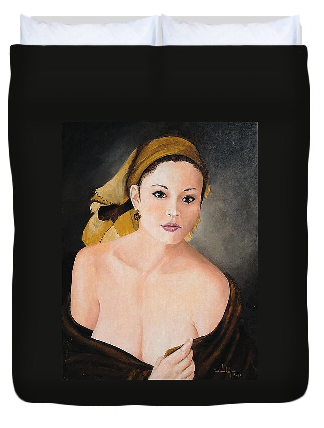 Girl Duvet Cover featuring the painting Gypsy by Alan Lakin