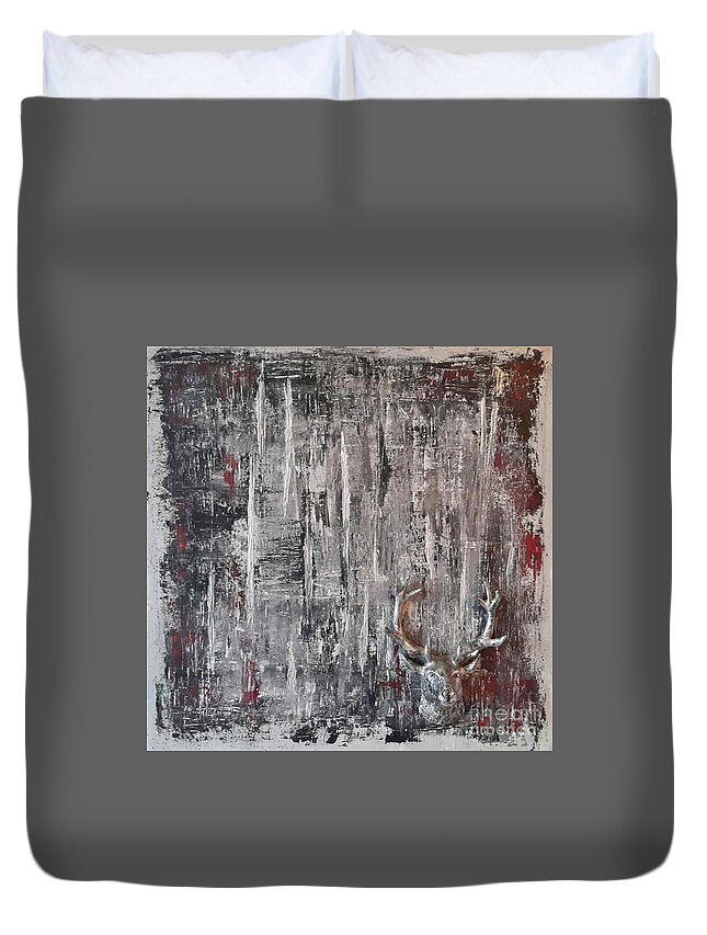 Abstract Painting Strcutured Mix Duvet Cover featuring the painting H3 - platzhirsch by KUNST MIT HERZ Art with heart