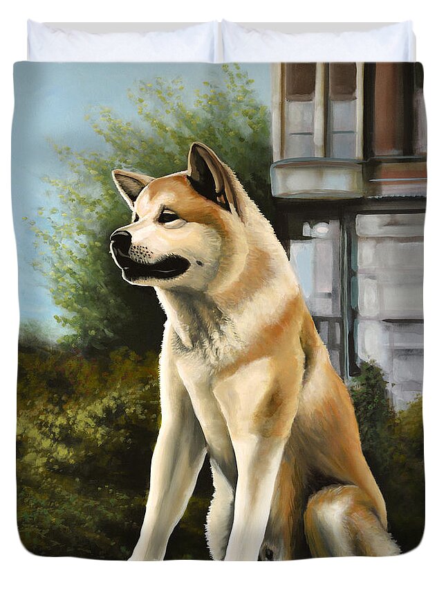 Hachi Duvet Cover featuring the painting Hachi Painting by Paul Meijering