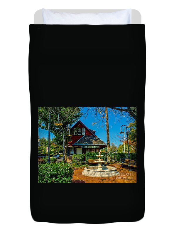 Train Duvet Cover featuring the photograph Haddon Heights Station by Nick Zelinsky Jr