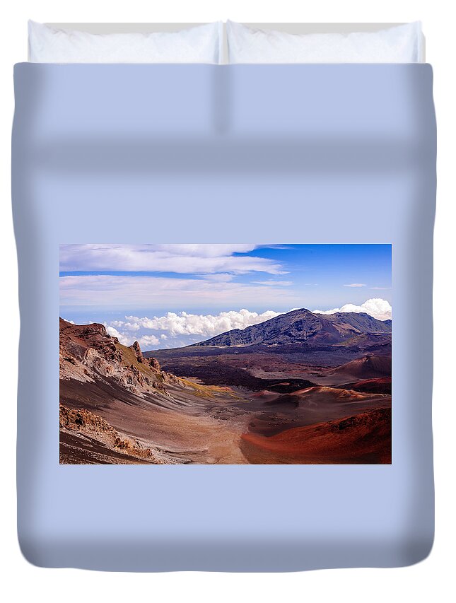 Crater Duvet Cover featuring the photograph Haleakala crater by John Johnson
