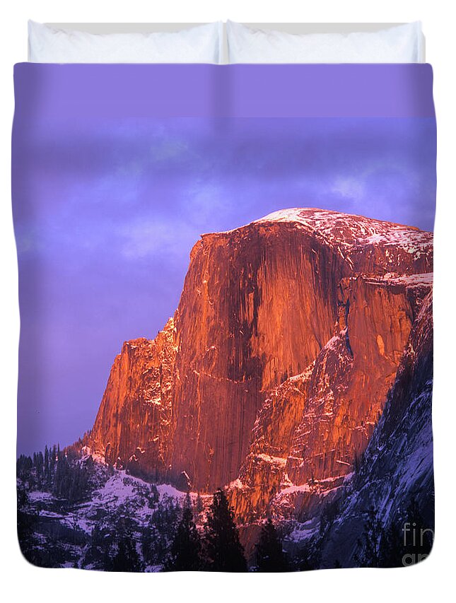 Yosemite Duvet Cover featuring the photograph Half Dome Alpen Glow by Jim And Emily Bush