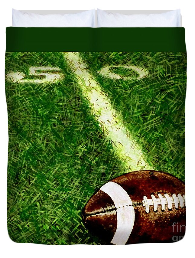 Football Duvet Cover featuring the painting Halfway There by Jackie Carpenter