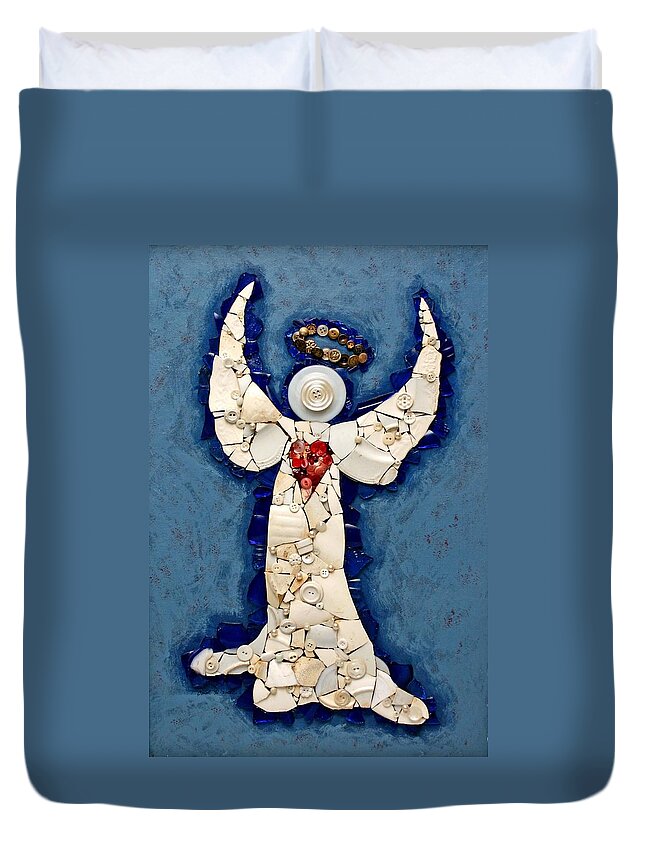 Angel Duvet Cover featuring the mixed media Hallelujah by Carol Neal
