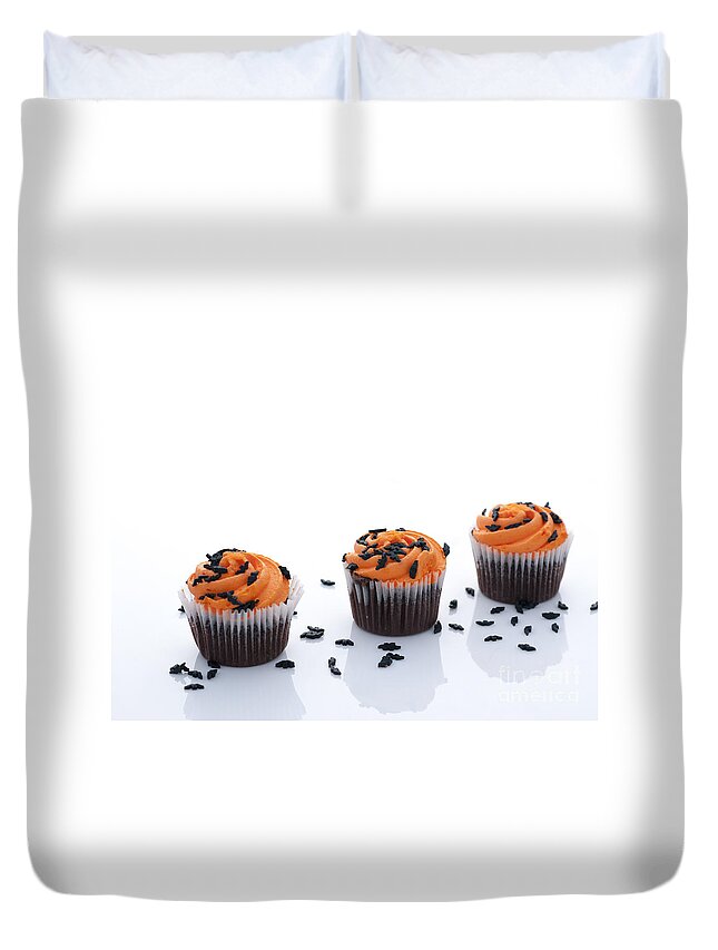 Baked Duvet Cover featuring the photograph Halloween Cupcakes by Juli Scalzi