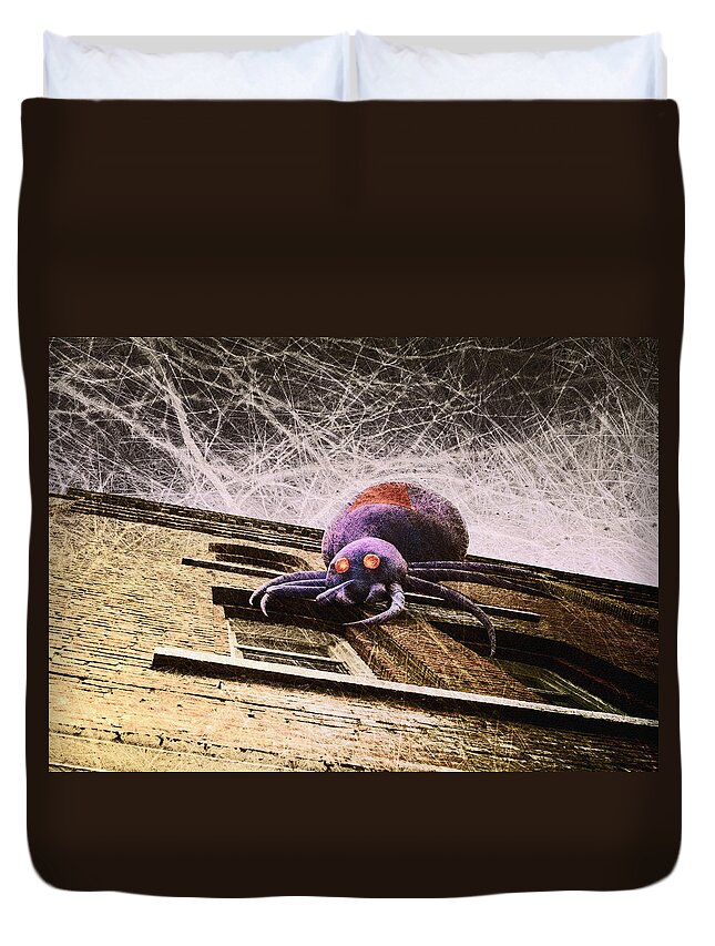 Spider Duvet Cover featuring the photograph Halloween is Coming by Sue Capuano