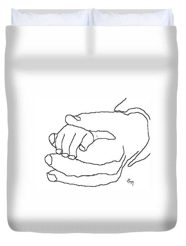 Hand Duvet Cover featuring the digital art Hand in Hand by R Allen Swezey