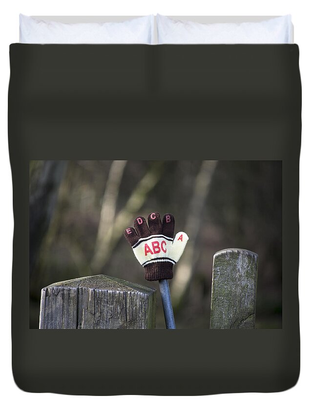 Glove Duvet Cover featuring the photograph Handy by Spikey Mouse Photography