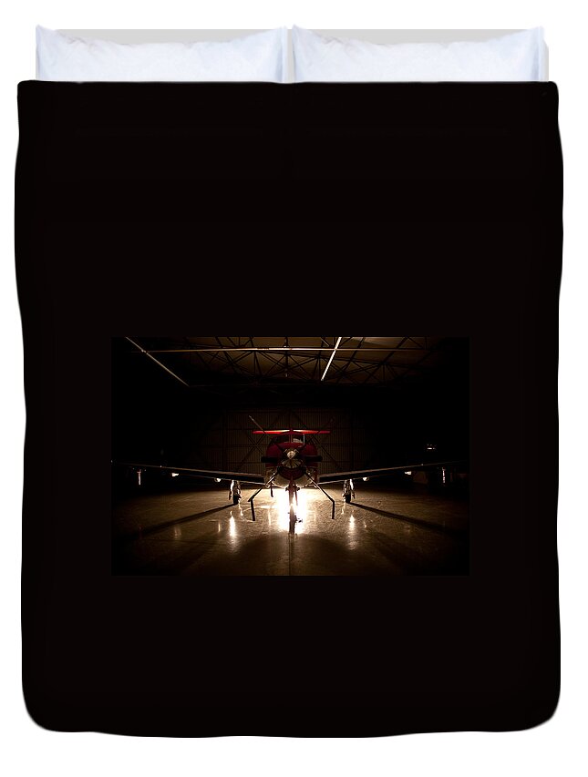 Pilatus Pc 12 Duvet Cover featuring the photograph Hanger Light by Paul Job