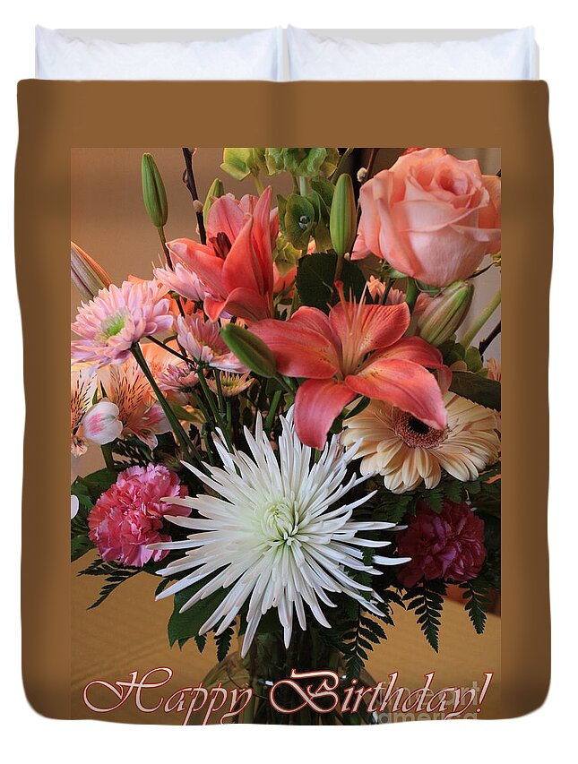 Birthday Card Duvet Cover featuring the photograph Happy Birthday Card by Carol Groenen