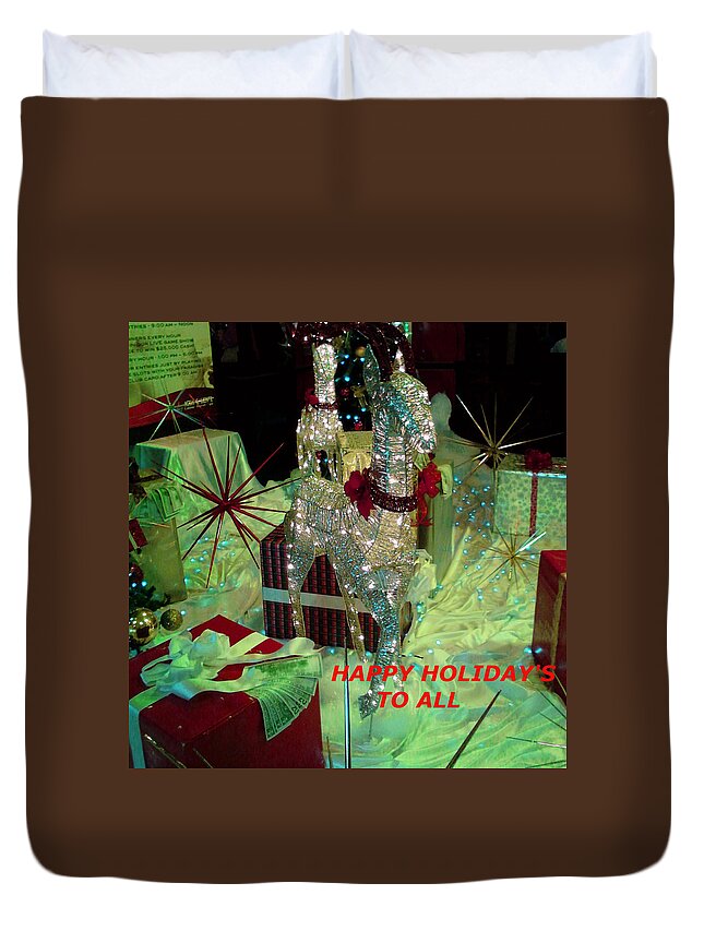 Deer Duvet Cover featuring the photograph Happy Holidays by Jay Milo