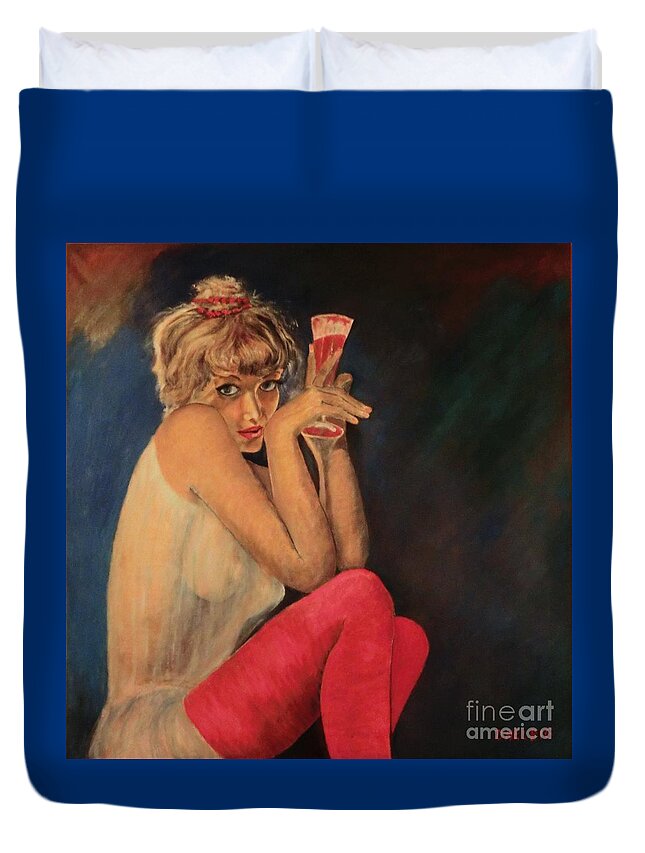 Temptation Duvet Cover featuring the painting Happy Hour by Dagmar Helbig