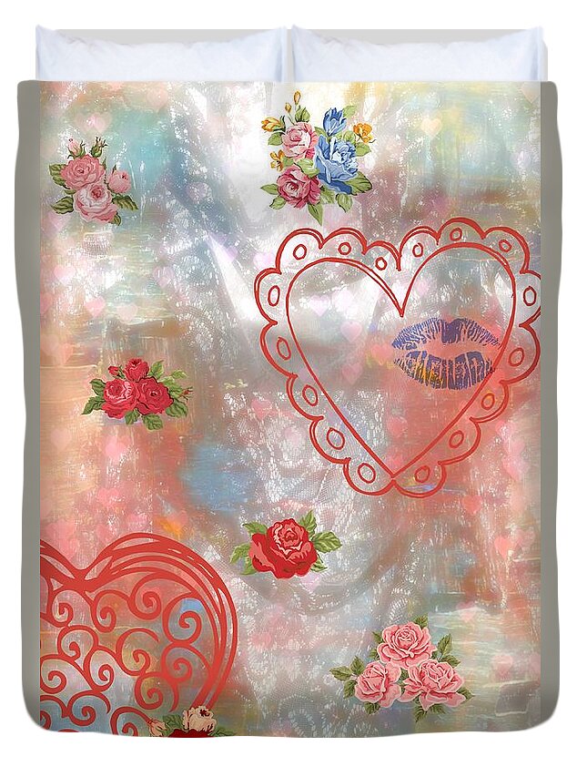 St. Valentines Card Duvet Cover featuring the photograph Love Can Be Like This by Kathy Barney