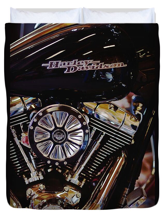 Motorcycle Duvet Cover featuring the photograph Harley Davidson Abstract by Kae Cheatham