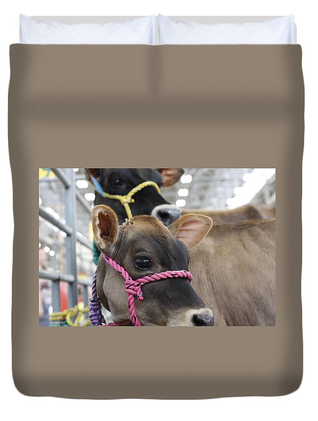 Cow Duvet Cover featuring the photograph Harmony by Andrea Platt
