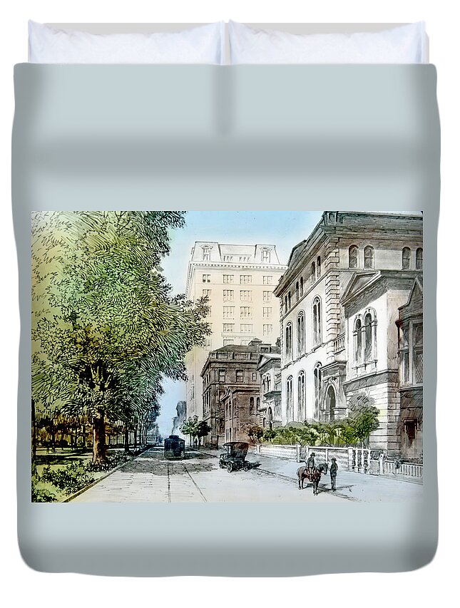 Harrisons Residence Duvet Cover featuring the photograph Harrison Residence East Rittenhouse Square Philadelphia c 1890 by A Macarthur Gurmankin