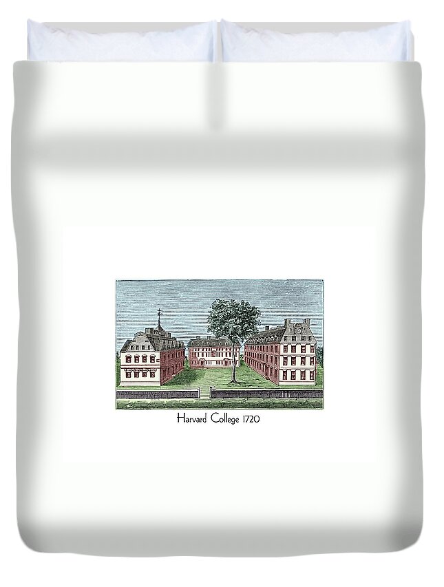 Harvard Duvet Cover featuring the digital art Harvard College - 1720 by John Madison