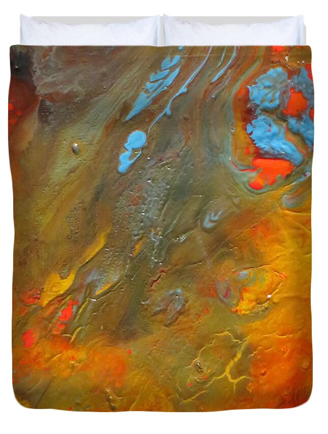 Abstract Duvet Cover featuring the painting Haven by Soraya Silvestri