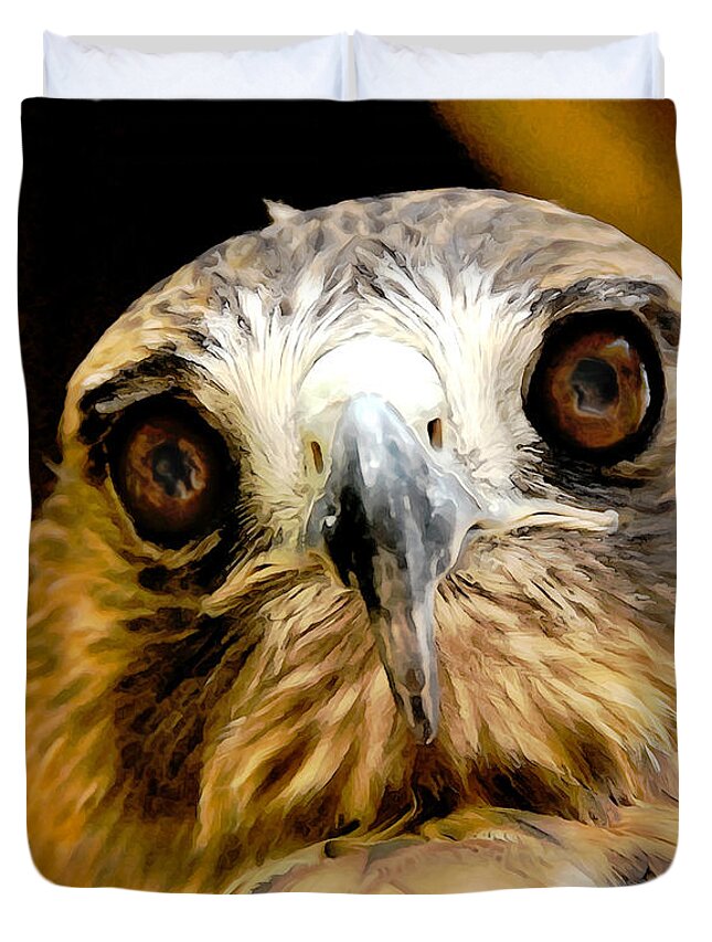 Hawk Duvet Cover featuring the photograph HawkEye by Lois Bryan