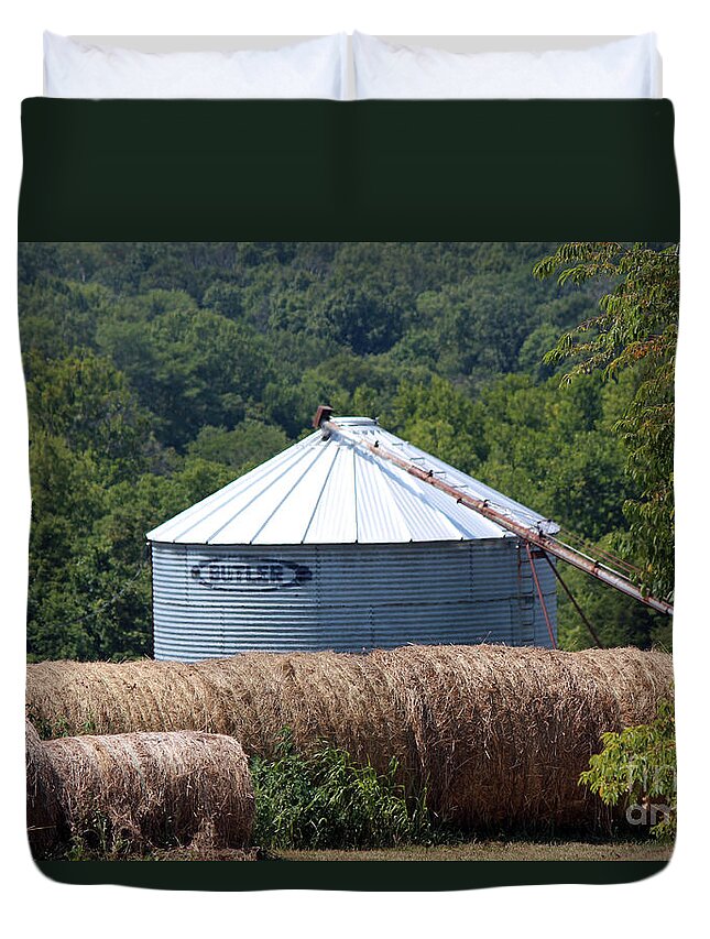 Silo Duvet Cover featuring the photograph Hay Day by Jamie Smith