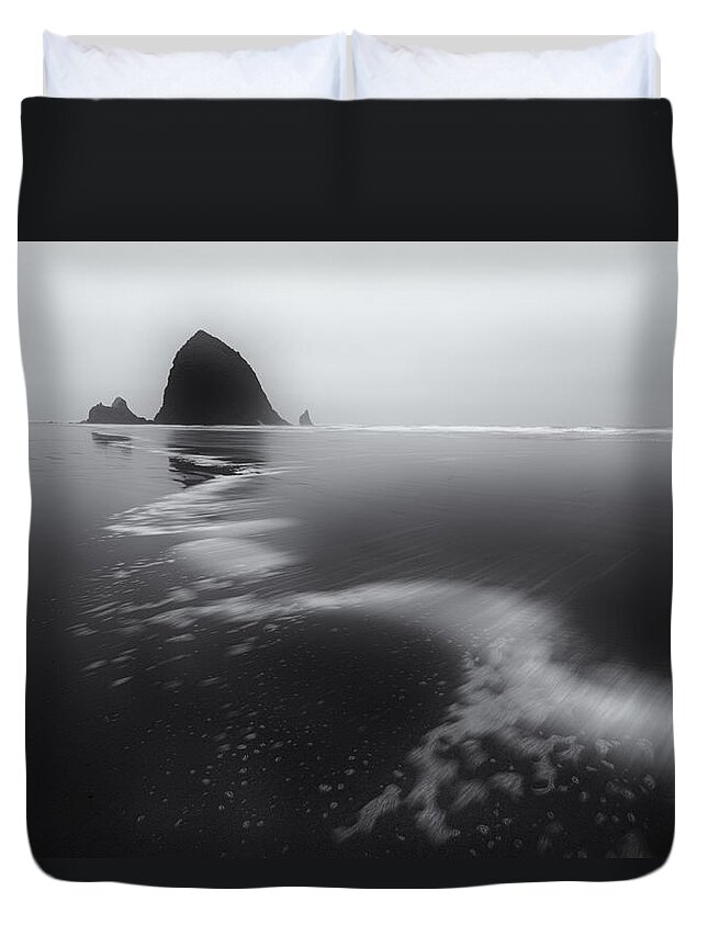 Haystack Rock Duvet Cover featuring the photograph Haystack Winds by Darren White