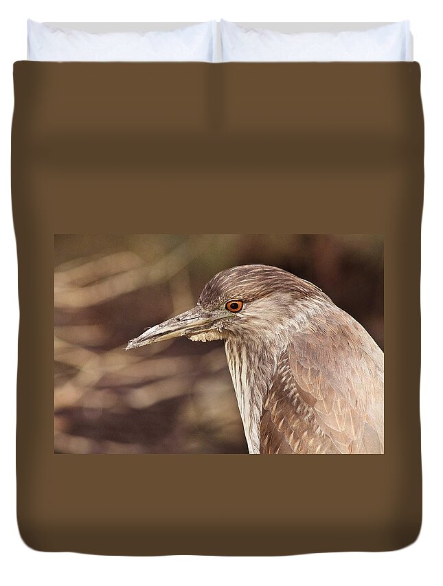 Bird Duvet Cover featuring the photograph He blinked first. by Jessica Brown