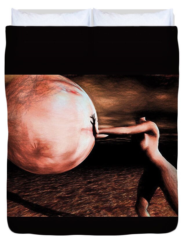 Surreal Duvet Cover featuring the painting Head by Bob Orsillo