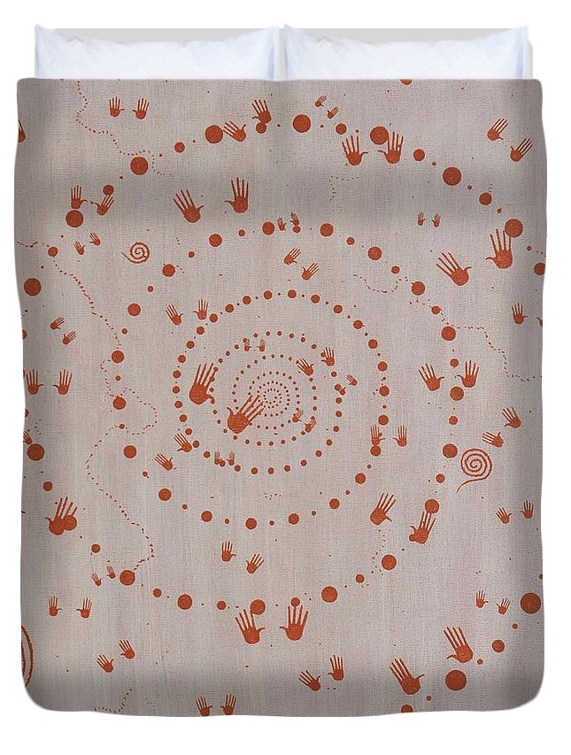 Hand Duvet Cover featuring the painting Healing Hands by Doug Miller