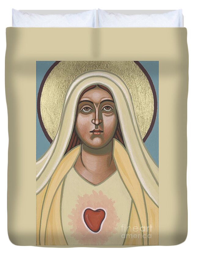 Mother Of God Duvet Cover featuring the painting Heart of the Mother 252 by William Hart McNichols