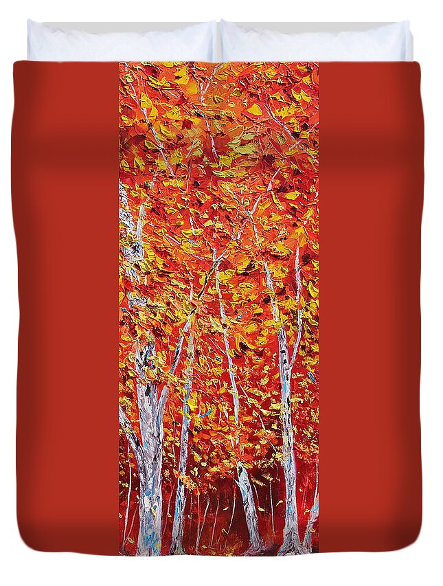 Autumn Duvet Cover featuring the painting Heart On Fire by Meaghan Troup