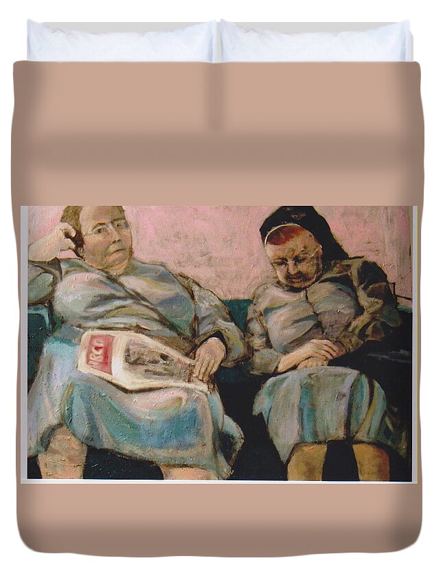 Women Duvet Cover featuring the painting Heavenly Rest by Connie Freid