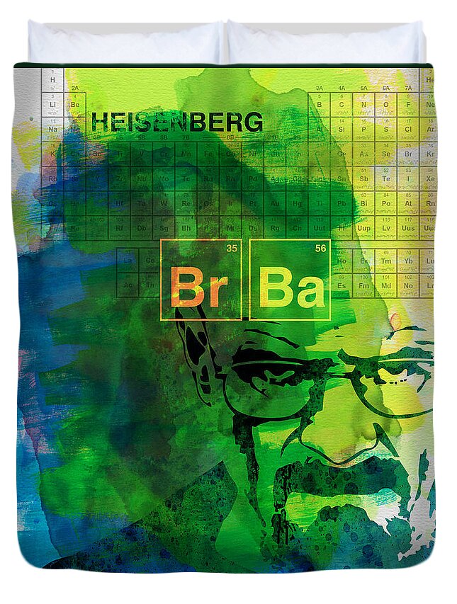 Breaking Duvet Cover featuring the painting Heisenberg Watercolor by Naxart Studio