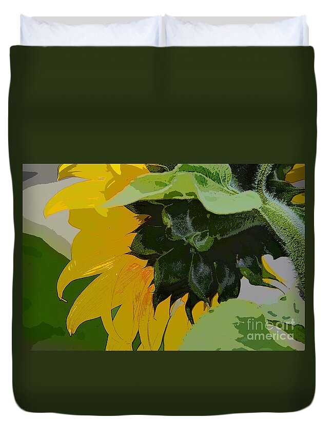 Sunflower Duvet Cover featuring the digital art Hello again by Elaine Berger