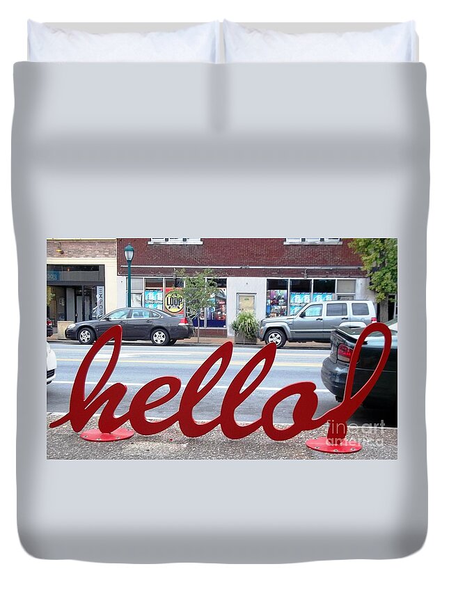  Duvet Cover featuring the photograph Hello by Kelly Awad