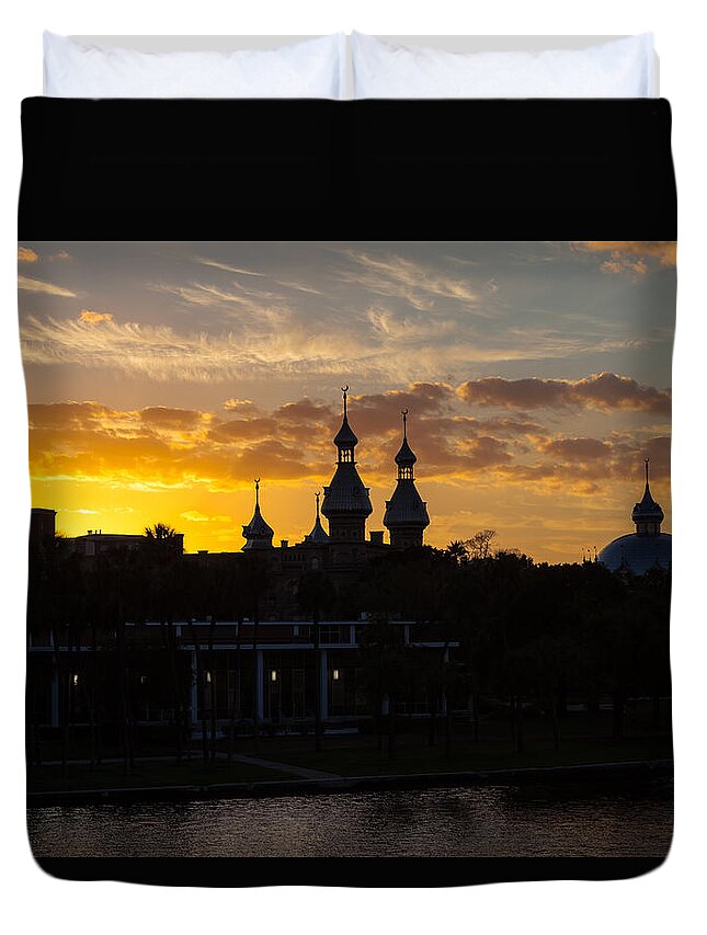 America's Gilded Age Duvet Cover featuring the photograph Henry B. Plant Museum at Sundown by Ed Gleichman