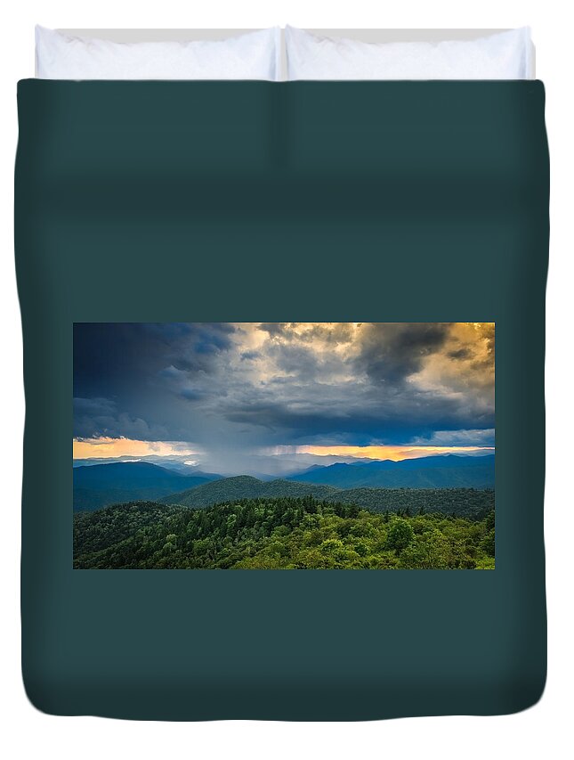 Autumn Duvet Cover featuring the photograph Here Comes the Rain by Joye Ardyn Durham