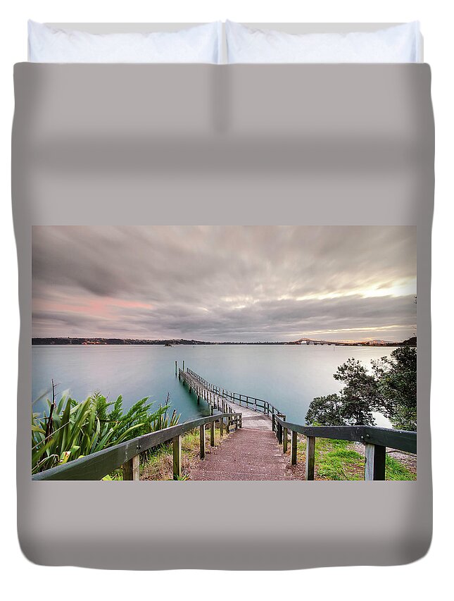 Tranquility Duvet Cover featuring the photograph Herne Bay Jetty by Nick Twyford Photography
