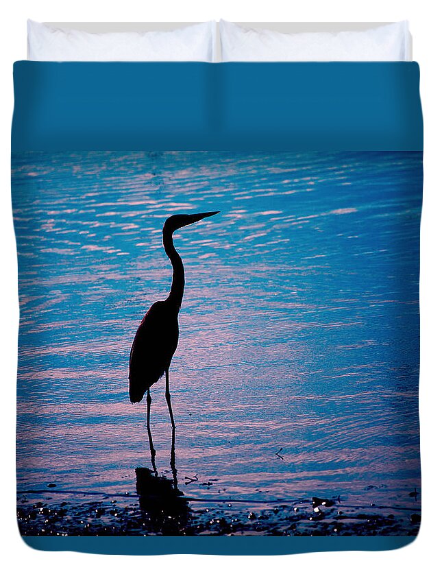 Great Blue Heron Duvet Cover featuring the photograph Herons Moment by Karol Livote