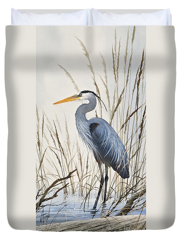 Heron Duvet Cover featuring the painting Herons Natural World by James Williamson