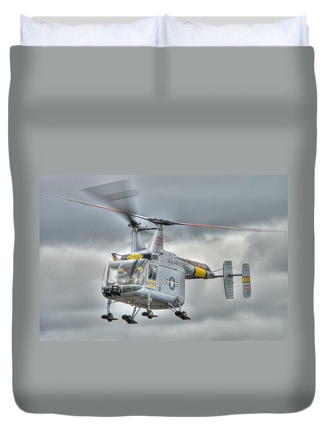 Helicopter Duvet Cover featuring the photograph HH-43 Huskie by Jeff Cook