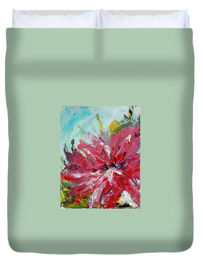 Palette Knife Duvet Cover featuring the painting Hibiscus 2 by Teresa Wegrzyn