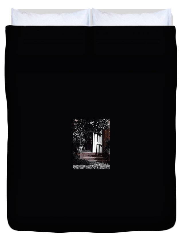 Front Stoop Duvet Cover featuring the photograph Hidden door by Deena Withycombe