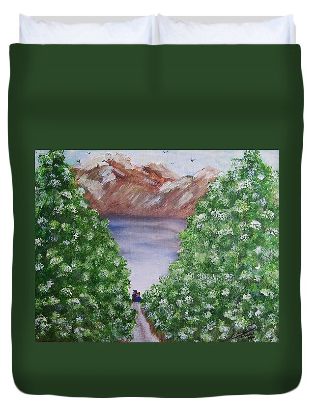 Acrylic Duvet Cover featuring the painting Hidden Escape by Susan Turner Soulis