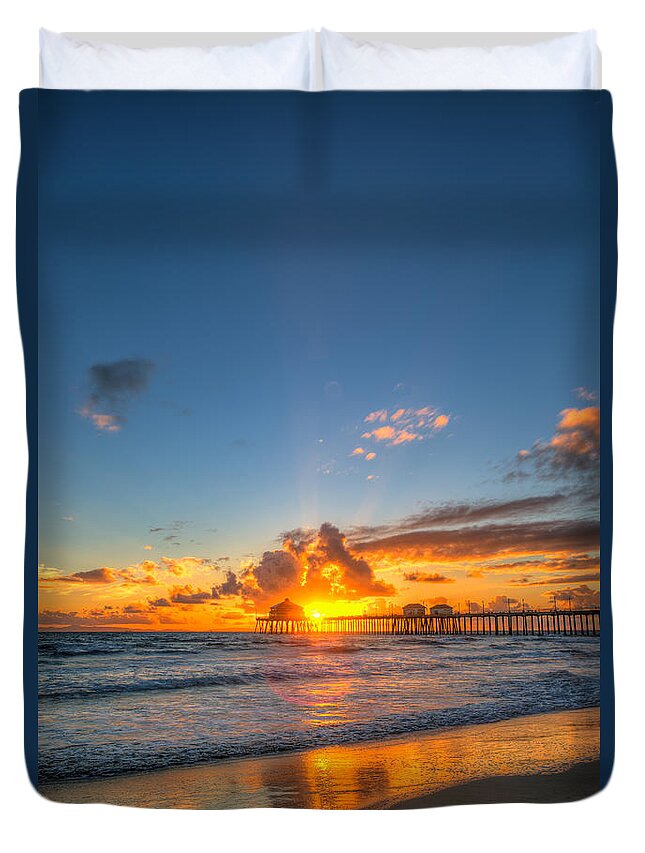 Beach Duvet Cover featuring the photograph Hiding Sunset by Andrew Slater