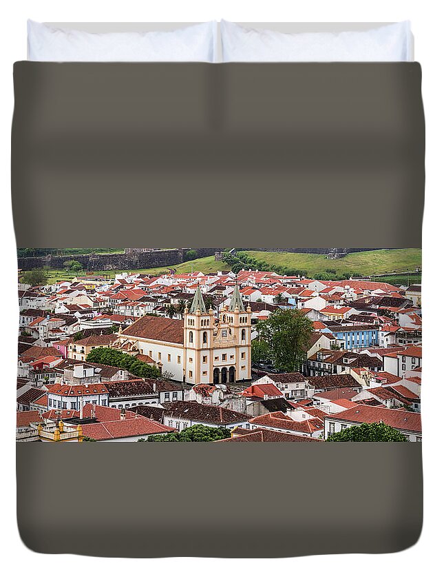 Photography Duvet Cover featuring the photograph High Angle View Of Cathedral In A City by Panoramic Images