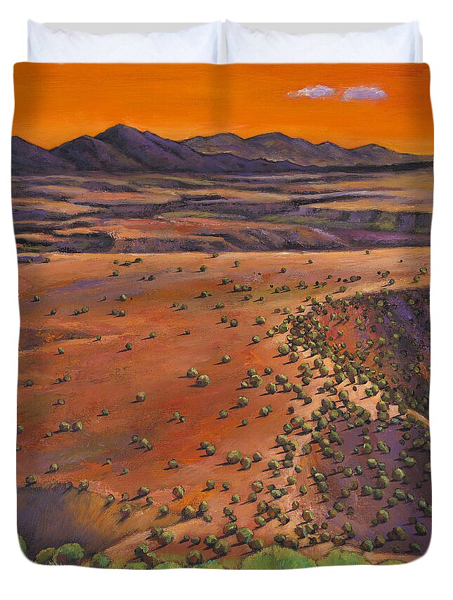New Mexico Duvet Cover featuring the painting High Desert Evening by Johnathan Harris