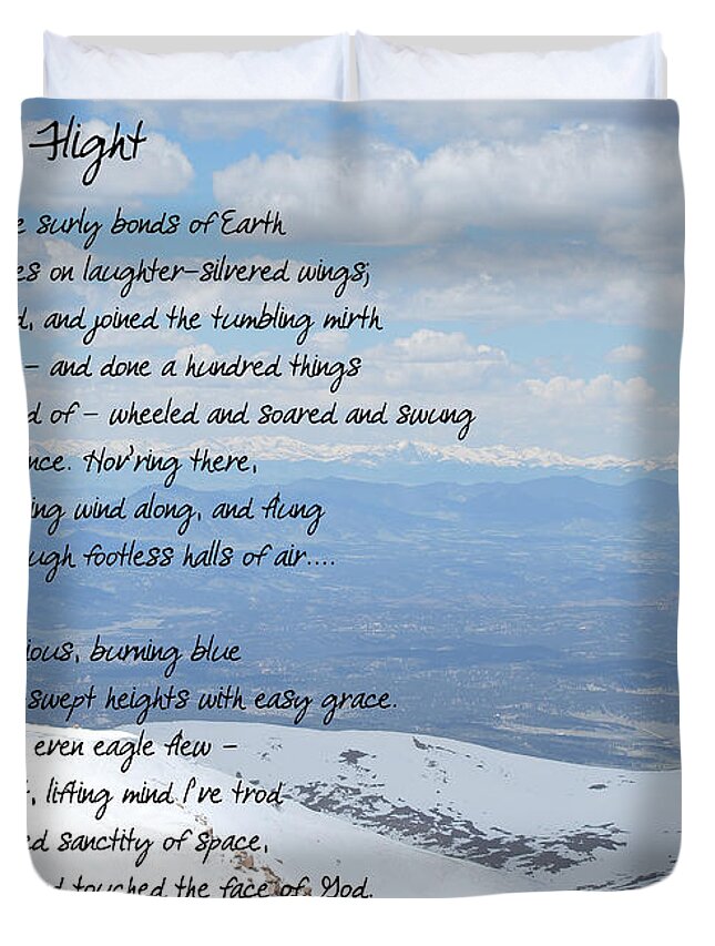 Wright Duvet Cover featuring the photograph High Flight by Paulette B Wright