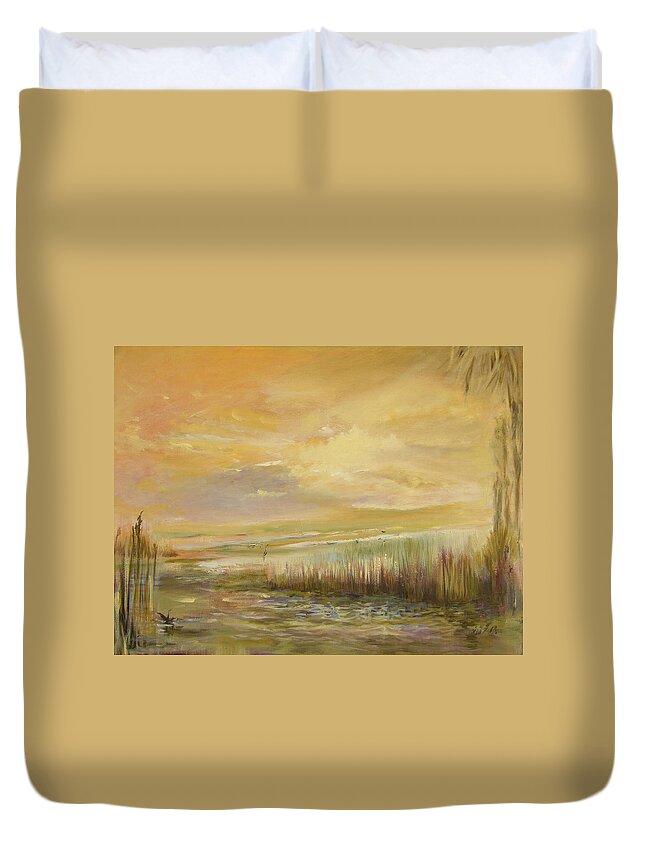 Original Oil Duvet Cover featuring the painting High Tide by Julianne Felton